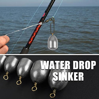 Fishing Weight Sinker,Bass Casting Sinker Weight Bell Sinker Iron Fishing Weight Sinker with Ring Water Drop Sinker Weight for Saltwater Freshwater Fishing, Silver - size: 1/2 oz - 25 pack