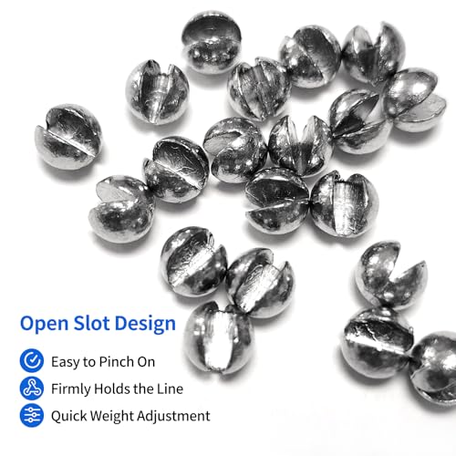Split Shot Fishing Weights Sinkers, Fishing Split Shot Weights, Removable Split Shot Sinkers for Fishing Line, Round Dispenser Box for Bass Trout Crappie Panfish