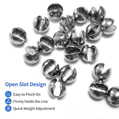 Split Shot Fishing Weights Sinkers, Fishing Split Shot Weights, Removable Split Shot Sinkers for Fishing Line, Round Dispenser Box for Bass Trout Crappie Panfish