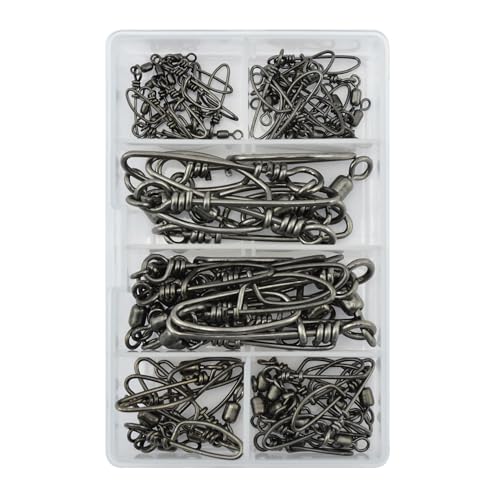 American Fishing Wire Fishing Swivels - Mighty Mini 100% Stainless Steel Snap Crane Swivels, 3X Stronger Than Brass, For Terminal Tackle Box, Up to 600lb Test - Fishing Gear for Fishing Line Leaders - style: Mighty-mini Stainless Steel Snap Swivels Kit