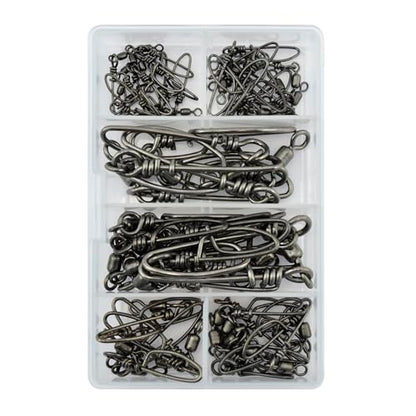 American Fishing Wire Fishing Swivels - Mighty Mini 100% Stainless Steel Snap Crane Swivels, 3X Stronger Than Brass, For Terminal Tackle Box, Up to 600lb Test - Fishing Gear for Fishing Line Leaders - style: Mighty-mini Stainless Steel Snap Swivels Kit