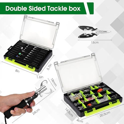 FONMANG 601-Piece Fishing tackle box with fishing gear，[2025 Christmas Limited Edition]Fishing Gifts for men，Tackle Box with Tackle included,Fishing Lures,Hooks, Weights, Jig Heads - color: G2-601pcs Fishing Kit