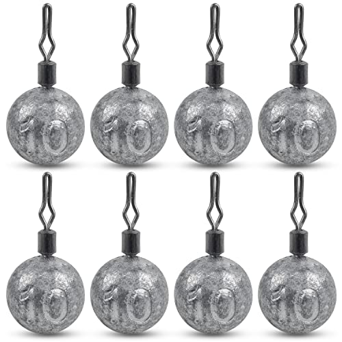 Drop Shot Weights Kit Round Cannonball Fishing Sinkers Weights Bass Casting Fishing Weights Swivel Drop Shot Sinker Rig Tackle for Bass Fishing Freshwater Saltwater - style: 3/8oz-25pcs