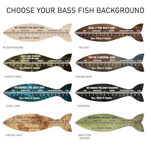 Personalized Wooden Fish Ruler for Fathers Day, Gift From Kids, Fishing Gift for Dad, Funny Fish Ruler Sign for Dad, Fisherman Gifts for Grandpa Sign with Grandkids Name