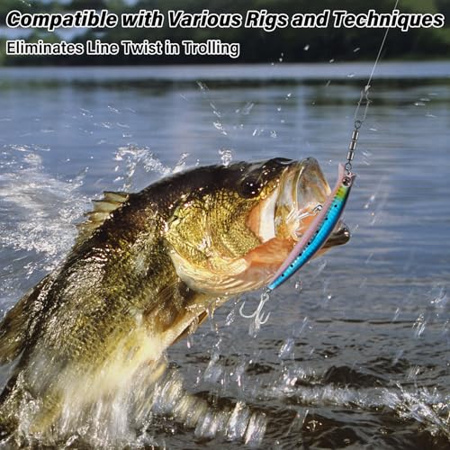 Dr.Fish High Speed 3 Roller Swivels, Bead Chain Barrel Swivels Fishing Tackle Trolling Rolling Leader Lure Connector Salmon Walleye Freshwater - size: #2-88LB