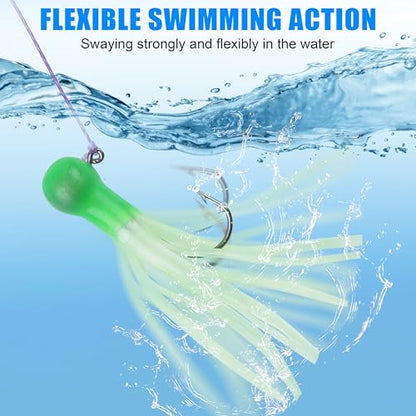 Grub Fishing Lures Jig Heads Hooks Kit, Crappie Lures Tube Baits Soft Worms Grub Tail Crappie Jigs for Bass Trout Bluegill Panfish Fishing 17-140pcs - color: 110pcs/kit