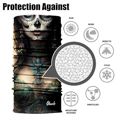 Obacle Skull Face Mask for Women Dust Wind Sun Protection Rave Festival Riding - color: Women Tear Red Lips Black Nose