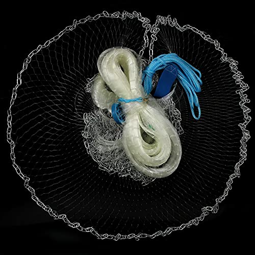 Lucky Monet 10/12/13.3/15ft Radius Large American Saltwater Fishing Cast Net for Bait Trap Fish, Easy Throw Thicken Nylon Line w/Upgraded Steel Chain Sinker, 5/8 Inches Mesh Size - size: 10FT Radius