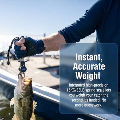 3-Piece Fish Gripper Tool Kit – 3-Claw Fish Gripper, Stainless Steel Hook Remover & Fish Lip Gripper with 33LB Scale & 35" Measuring Tape – Corrosion-Resistant for Freshwater & Saltwater