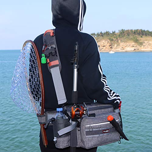 YVLEEN Sling Fishing Tackle Bag - Outdoor Tackle Box - Water-Resistant Waist Bag Cross Body Fly Fishing Sling Pack - color: A：Silver Grey