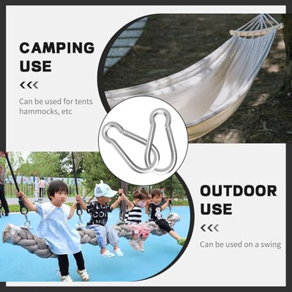 Carabiner, Heavy Duty Galvanized Steel Spring Snap Hook Carabiner Clips with 1000LBS Holding Capacity, Ideal for Outdoor, Hammock, Swing and Travel (M12 4.7Inch, 10PCS) - size: 10PCS-M12, style: Silver