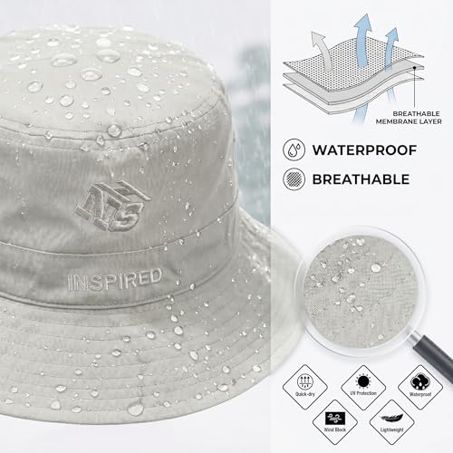 Bucket Hat for Men Women,Waterproof Sun Hat UV Protection with Detachable Face Neck Flap for Outdoors - color: Grey