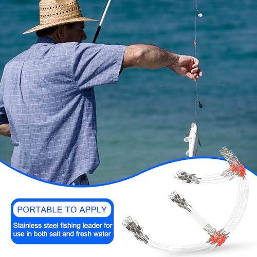 Fishing Leaders Saltwater Fishing Rigs Fishing Wire Leaders with Swivels Snaps High-Strength Fishing Leader Line Rig Bottom Rig Nylon Steel Sea Surf Fishing Rigs Tackle 1Arm 2Arms - color: White Nylon, style: 2 Arm, 12pcs