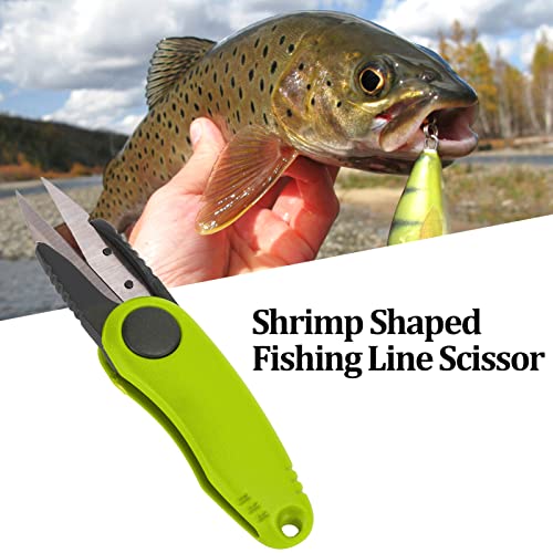 Pilipane Shrimp Shaped Fishing Line Scissors, Folding Fishing Tackle Scissors Shrimp Shape Multifunction Convenient Fishing Line Cutter Foldable Tackle for for Accurate Cuts (Yellow)