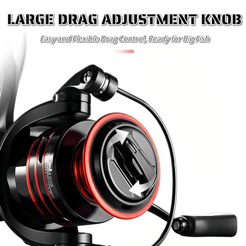 Spinning Fishing Reel – Metal Spool & Alloy Handle, Long-Cast Deep Spool Reel, Smooth Drag System, 13+1 Bearings, Adjustable Folding Handle, Freshwater & Saltwater Lure Reel - size: 4000