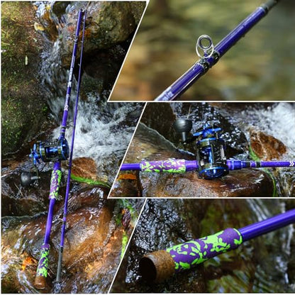 Sougayilang Inshore Saltwater Fishing Rods Combo, 7-Foot Spinning Rods and Casting Rods with Spinning/Trolling Reel - style: 7'0"casting Rod With Right Handed Reel