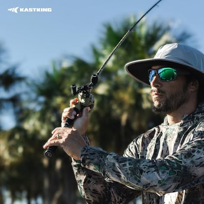 KastKing Spartacus Defender Twin-Tip Fishing Rod and Reel Combo, Spinning & Baitcaster Combo, KastFlex IM7 Graphite 2-Piece Blanks with Backup Tip Section, PTS System, EVA Handles - style: Cast: Left Reel, 7'0"- M Rod (2pcs+ Extra Tip)