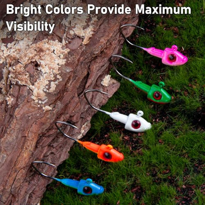 Dr.Fish 10 Pack Crappie Swimbait Jig Heads Freshwater Fishing Jig Minnow Style 3D Eyes Sickle Hook for Panfish Bluegill Bass Walleye Trout Fishing - color: Blue/Green, size: 1/8oz-10 Pack