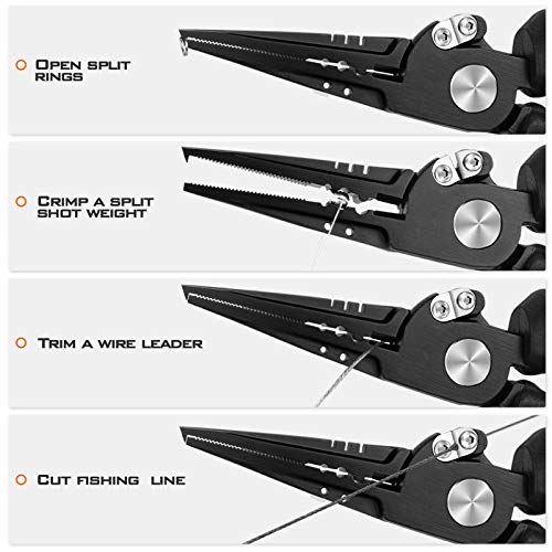 KastKing Speed Demon Pro Fishing Pliers, 420 Stainless Steel, Fishing Tools, Saltwater Resistant Fishing Gear, Tungsten Carbide Cutters, Corrosion Resistant Coating, SuperPolymer Grip Handles - color: A: 7.5'' Split Ring Nose