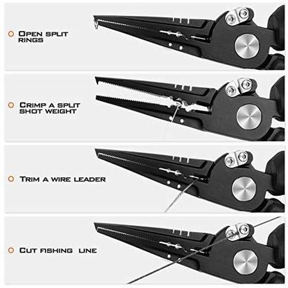 KastKing Speed Demon Pro Fishing Pliers, 420 Stainless Steel, Fishing Tools, Saltwater Resistant Fishing Gear, Tungsten Carbide Cutters, Corrosion Resistant Coating, SuperPolymer Grip Handles - color: A: 7.5'' Split Ring Nose