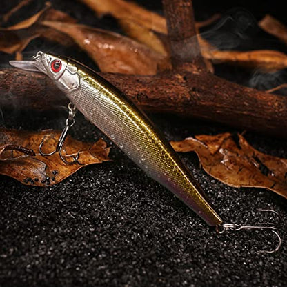 XFISHMAN Jerkbait Kit - Minnow Lure - Suspending - Bass, Smallmouth Bass, Walleye, Largemouth Bass - 1 Piece - color: Smokin Shad, size: 85mm（3-1/3"in）