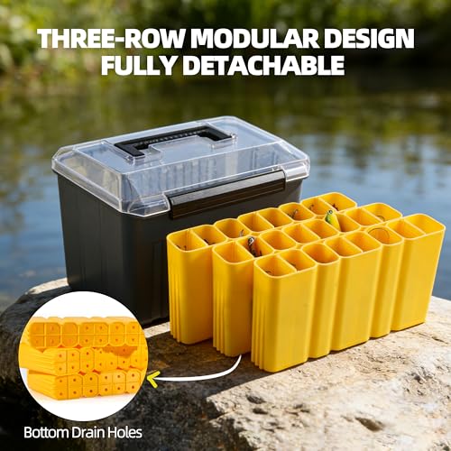 RUNCL Fishing Tackle Box with Clear Lid - Large-Capacity Multi-Slot Organizer, Rigid Hard Lure Organizer, Durable for Freshwater Bass & Saltwater Fishing - size: Small