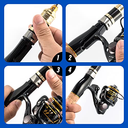 Dr.Fish Ice Fishing Rod and Reel Combo Ice Fishing Poles Gear Complete Kit Winter Spinning Pole and Reel Package Travel Jigs Lures Tackle
