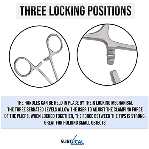 SURGICAL ONLINE 5Curved Hemostat Forceps - Stainless Steel Locking Tweezer Clamps - Ideal Hemostats for Nurses, Fishing Forceps, Crafts and Hobby