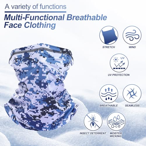 SATINIOR Summer Camo Neck Gaiter UV Protection Cooling Face Mask Sun Hood Bandanas for Men Women Sunscreen Breathable Bandana - style: Classic Camo