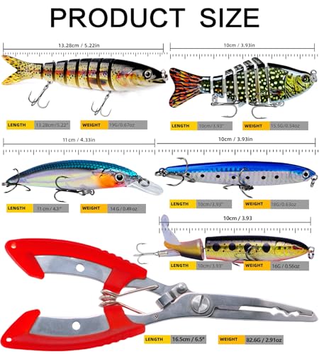 6PCS Fishing Lures for Freshwater or Saltwater,Topwater Fishing Lures, Multi Jointed Swimbaits, Amazing Fishing Gear Gifts for Family Fishing, Lifelike Slow Sinking Swimming