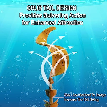 Dr.Fish 10 Pack Grub Fishing Lures 4" Soft Plastic Baits Worm Grub Bass Fishing Lures Swimbait Walleye Saltwater Freshwater - color: Pearl