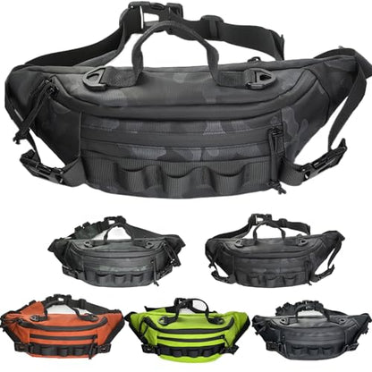 Fishing Fanny Pack for Men -Fishing Fanny Pack-Lightweight and Fishing Sling Pack - color: Black camouflage2