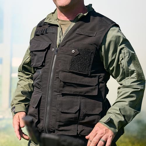 Edgetec Outdoor Utility Vest, Fishing, Hunting, Tactical Ripstop - color: Black, size: 4X-Large