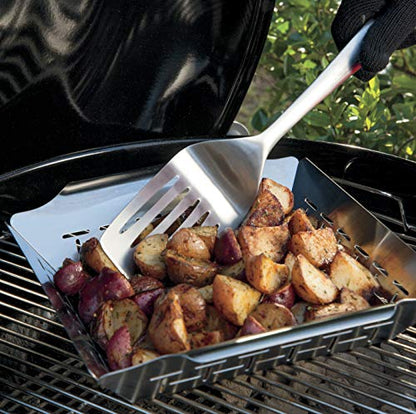 Weber Deluxe Grilling Basket – Stainless Steel Grill Basket for Vegetables,Seafood & Small Foods,Durable BBQ Cooking Accessory for Charcoal and Gas Grills,(Pack of 4) - size: Large (Pack of 4)
