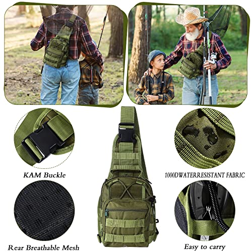 Hungdao 7 Pcs Fishing Backpack with Fishing Tool Kit Fish Gear Pliers Equipment Include Hook Remover Backpack Pliers Kit Scale Gripper Weigh Separator Fish Gifts for Men Women - color: Army Green