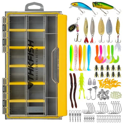 THKFISH 130PCS Compact Fishing Tackle Kit, All-in-One Fishing Gear Lure Bait Accessories Kit for Freshwater Bass Trout, Perfect Father Day Gifts for Men Dad Anglers