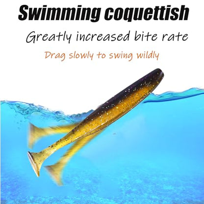 Fishing Soft Plastic Lures, Paddle Tail Swim Baits for Bass Fishing,Paddle Tail Swimbaits for for Bass Trout Walleye Lures, 30/50pcs Soft Plastic Baits with Box - color: C:3.54in/0.148oz-30pcs
