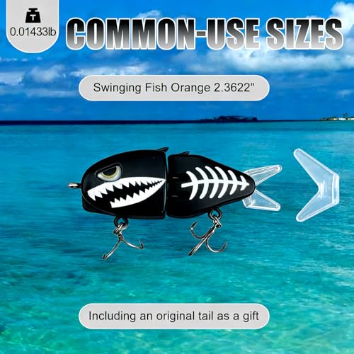 2Pcs Mini Glide Bait for Bass Fishing,Slow Sinking Fishing Lure,Freshwater Saltwater Multi Jointed Swimbait Wobbler,for Amazing Fishing Gear Gifts for Family - color: Black