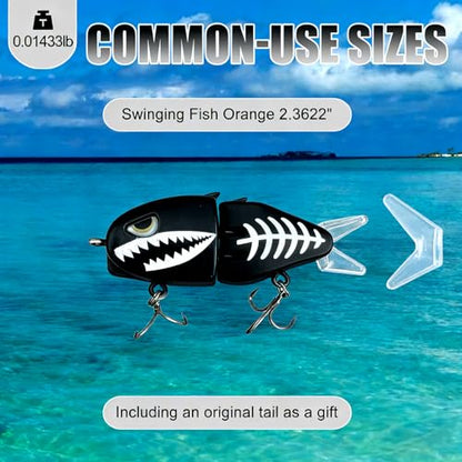 2Pcs Mini Glide Bait for Bass Fishing,Slow Sinking Fishing Lure,Freshwater Saltwater Multi Jointed Swimbait Wobbler,for Amazing Fishing Gear Gifts for Family - color: Black