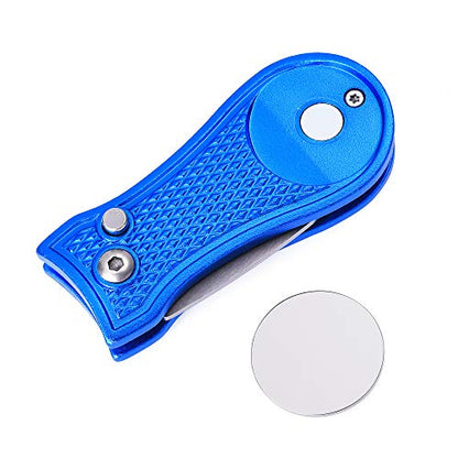 Mile High Life Microfiber Waffle Pattern Golf Towel | Club Groove Cleaner Brush | Foldable Divot Tool with Magnetic Ball Marker (Blue Towel/Brush/Bone Divot) - color: Blue Towel/Brush/Bone Divot