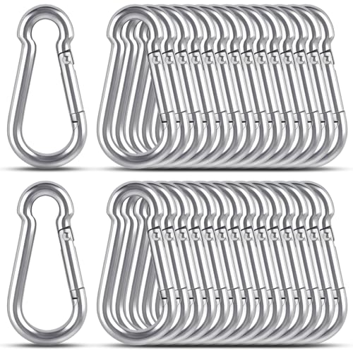 KATUMO 2 Inch Carabiner Clip, 304 Stainless Steel Spring Snap Hook, 207LBS Holding Capacity Quick Link Clip, Small Metal Clips for Key Chain Flag Dog Leash Camping Hiking Fishing Hanging - size: 30 PCS