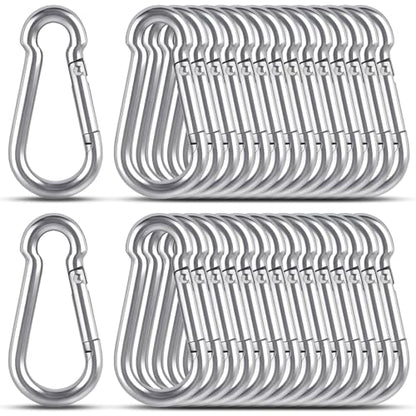 KATUMO 2 Inch Carabiner Clip, 304 Stainless Steel Spring Snap Hook, 207LBS Holding Capacity Quick Link Clip, Small Metal Clips for Key Chain Flag Dog Leash Camping Hiking Fishing Hanging - size: 30 PCS