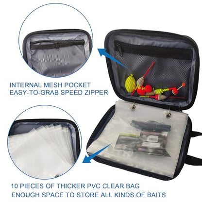 Aventik Fishing Tackle Binder Hard EVA Shell Cover Fishing Bait Organized Storage Saltwater Resistant Fishing Tackle Storage Bag(blue) - color: Blue