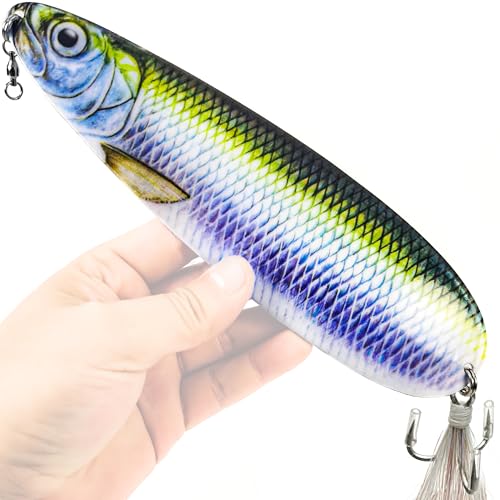 Magnum Flutter Spoon Deep Sea Jigging Fishing Lures, 7.5-9 Inch Large Hard Metal Sinking Trolling Casting Striper Fishing Spoon Baits for Striped Bass, Salmon, Walleye, Saltwater, Freshwater - color: C1 - 9" Classic - Herring