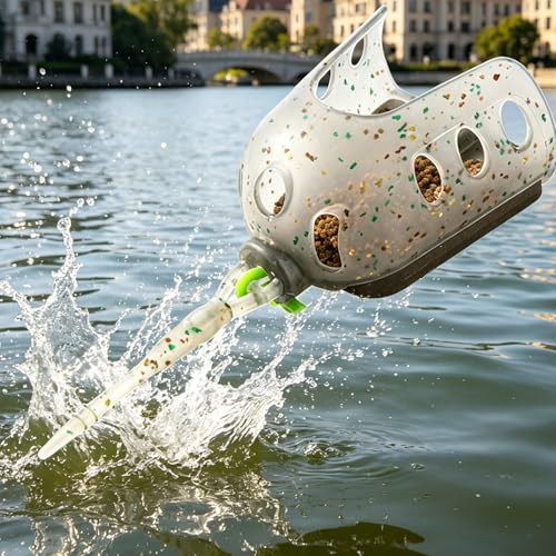 Bait Cage, Fishing Feeder Holder with Weight Openable Lure Container Long Ranges Casting for Powder Live Baits - size: Large Cage A2414 30G