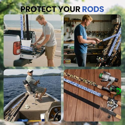Neoprene Camo Fishing Rod Sleeves,Fishing Pole Sleeves,Fishing Rod Socks | UV Resistance,Puncture Resistant, Protect Casting, Spinning, Trolling Fishing Rods, Storage, tangled-free,75in,68in,60in - color: Blue camo, size: 75"