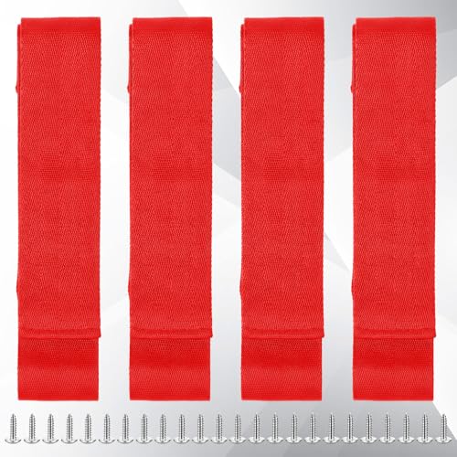 Arrowbash 4 Pcs Fishing Rod Straps for Boat Deck 28.1'' Nylon Rod Straps( up to 5) with 24 Screws Secure for Fishing Boat Accessories - color: Red