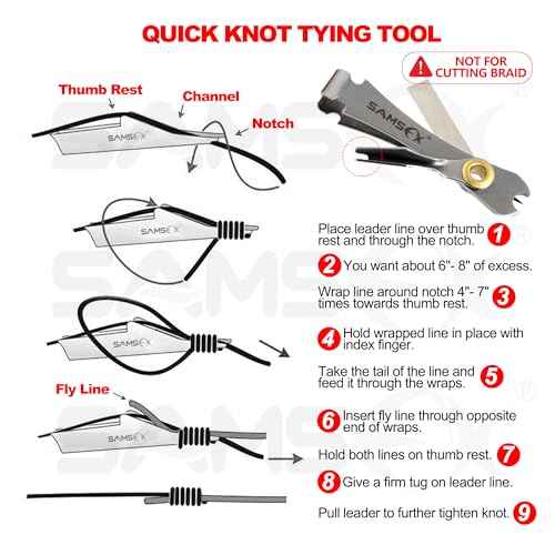 SAMSFX Fishing Quick Knot Tying Tool, Fly Fshing Line Cutter, Fishing Tippet Clippers with Retractors