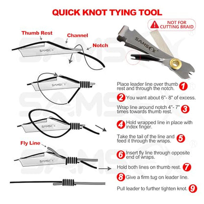SAMSFX Fishing Quick Knot Tying Tool, Fly Fshing Line Cutter, Fishing Tippet Clippers with Retractors