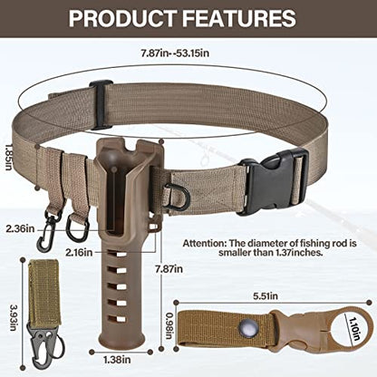 Fishing Wading Belt Rod Holder Adjustable Wader Waist Belt for Fly Surf Casting Spinning Pole Fishing Tool Tackle (Black) - color: Khaki